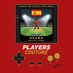 Spain World Cup 8-Bit Men's T-Shirt retro gaming football design by Players Couture