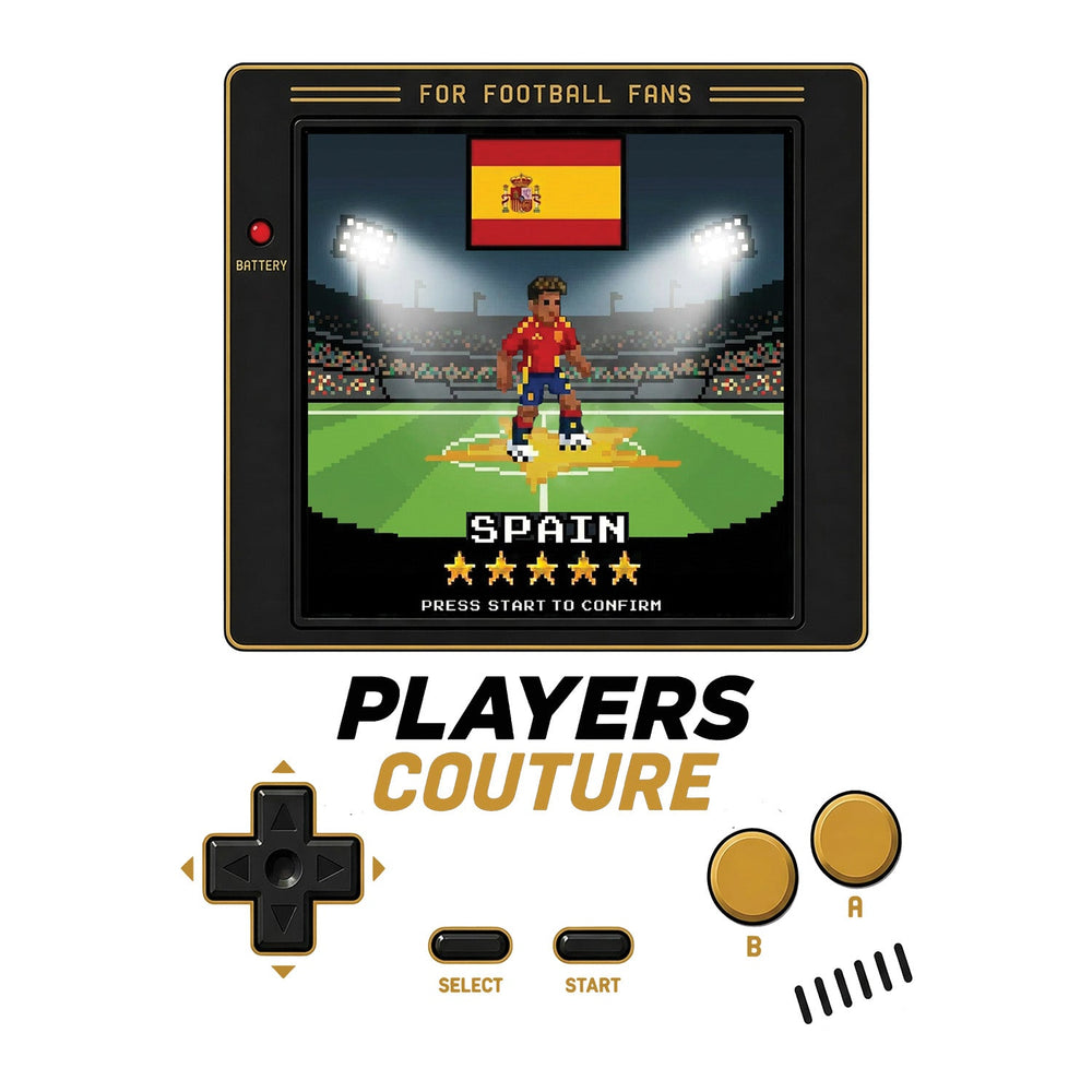 Spain World Cup 8-Bit Men's T-Shirt retro gaming football design by Players Couture