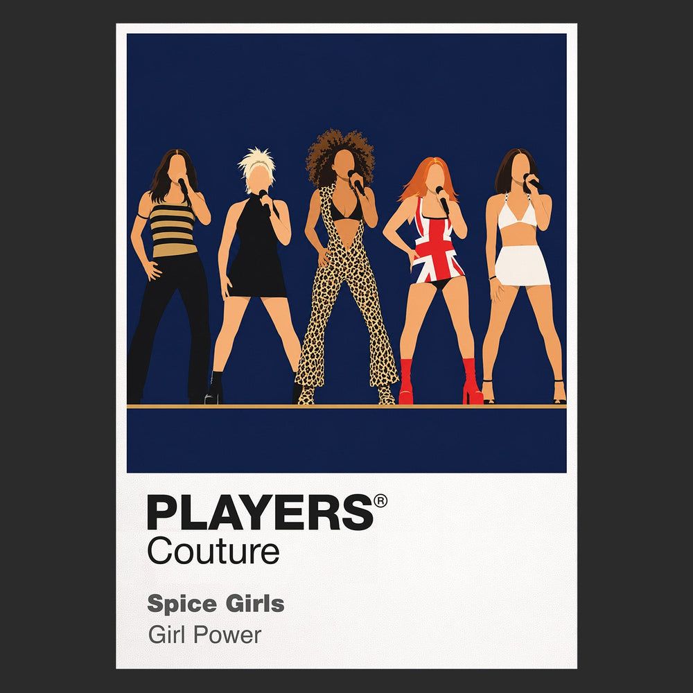 Spice Girls the five Spice Girls' individual styles, platform footwear and Girl Power formation Icon Frame artwork in black