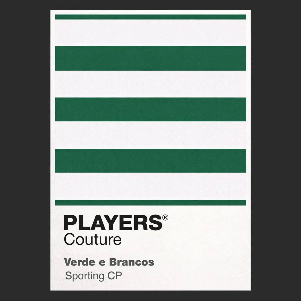 Sporting CP Classic Football Shirt Colours Frame Men's T-Shirt – black close-up detail shot of the Sporting CP Players