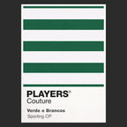 Sporting CP Classic Football Shirt Colours Frame Men's T-Shirt – black close-up detail shot of the Sporting CP Players