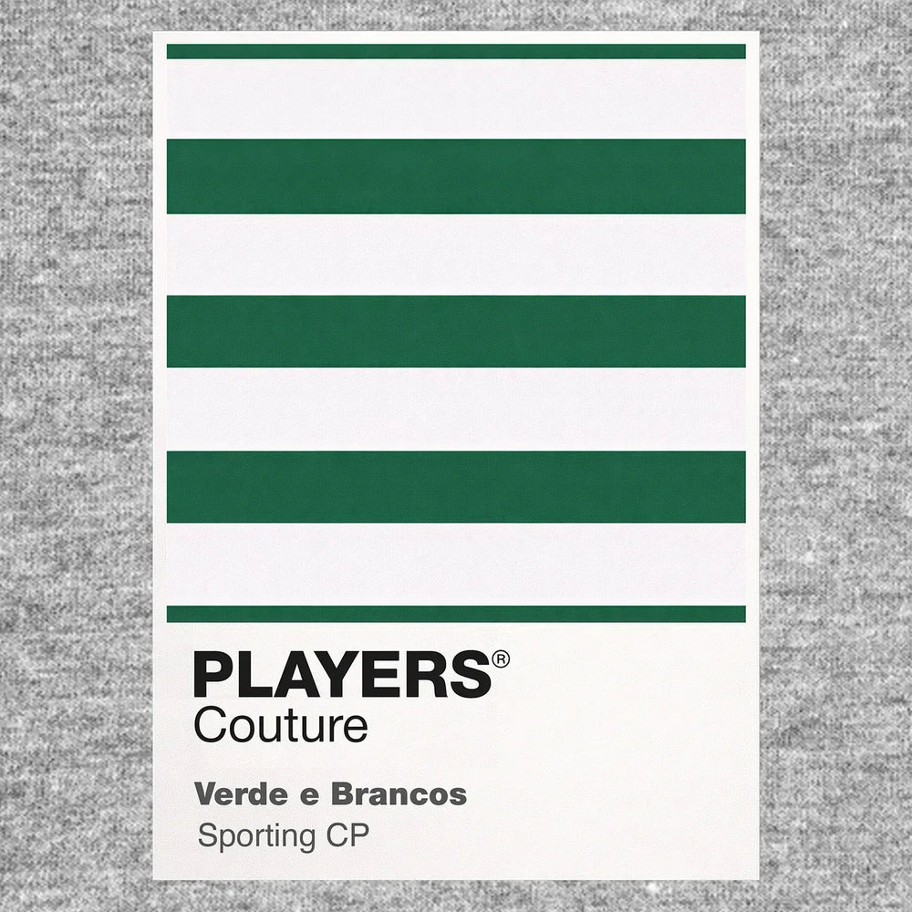 Sporting CP Classic Football Shirt Colours Frame Men's T-Shirt – grey close-up detail shot of the Sporting CP Players