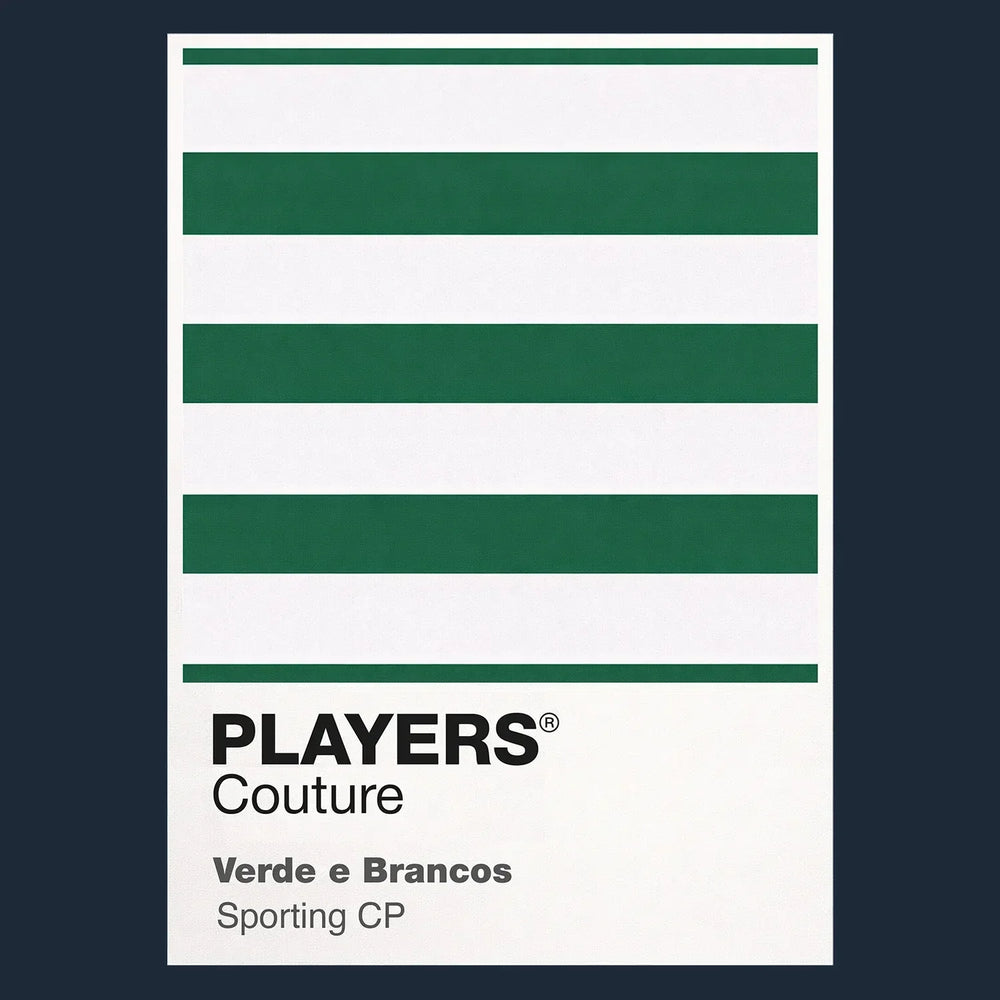 Sporting CP Classic Football Shirt Colours Frame Men's T-Shirt – navy close-up detail shot of the Sporting CP Players