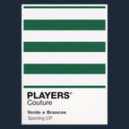 Sporting CP Classic Football Shirt Colours Frame Men's T-Shirt – navy close-up detail shot of the Sporting CP Players