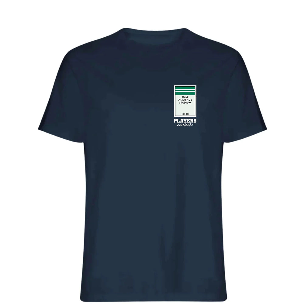 Sporting CP Monopoly Card t-shirt – red men's t-shirt with white Sporting CP Monopoly Card letters and Players Couture logo