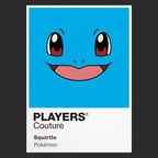 Squirtle Colour Frame Men's T-Shirt – black close-up detail shot of the Squirtle Colour Players Couture logo design