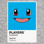 Squirtle Colour Frame Men's T-Shirt – grey close-up detail shot of the Squirtle Colour Players Couture logo design