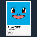 Squirtle Colour Frame Men's T-Shirt – navy close-up detail shot of the Squirtle Colour Players Couture logo design