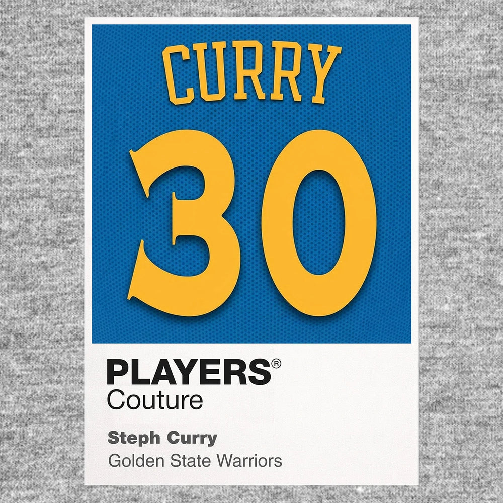 Steph Curry 30 Jersey Frame Men's T-Shirt – grey close-up detail shot of the Steph Curry 30 Players Couture logo design