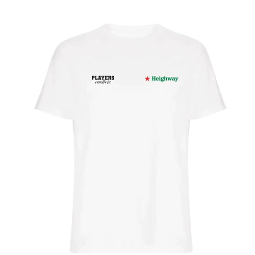 Steve Heighway t-shirt – white men's t-shirt featuring the Steve Heighway Players Couture logo