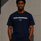 Steve McManaman Men's T-Shirt — lifestyle photo, Navy t-shirt