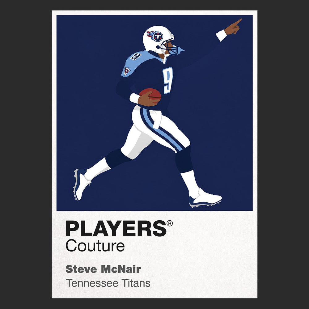 Steve McNair Air McNair and Tennessee's first Super Bowl era Icon Frame artwork in black