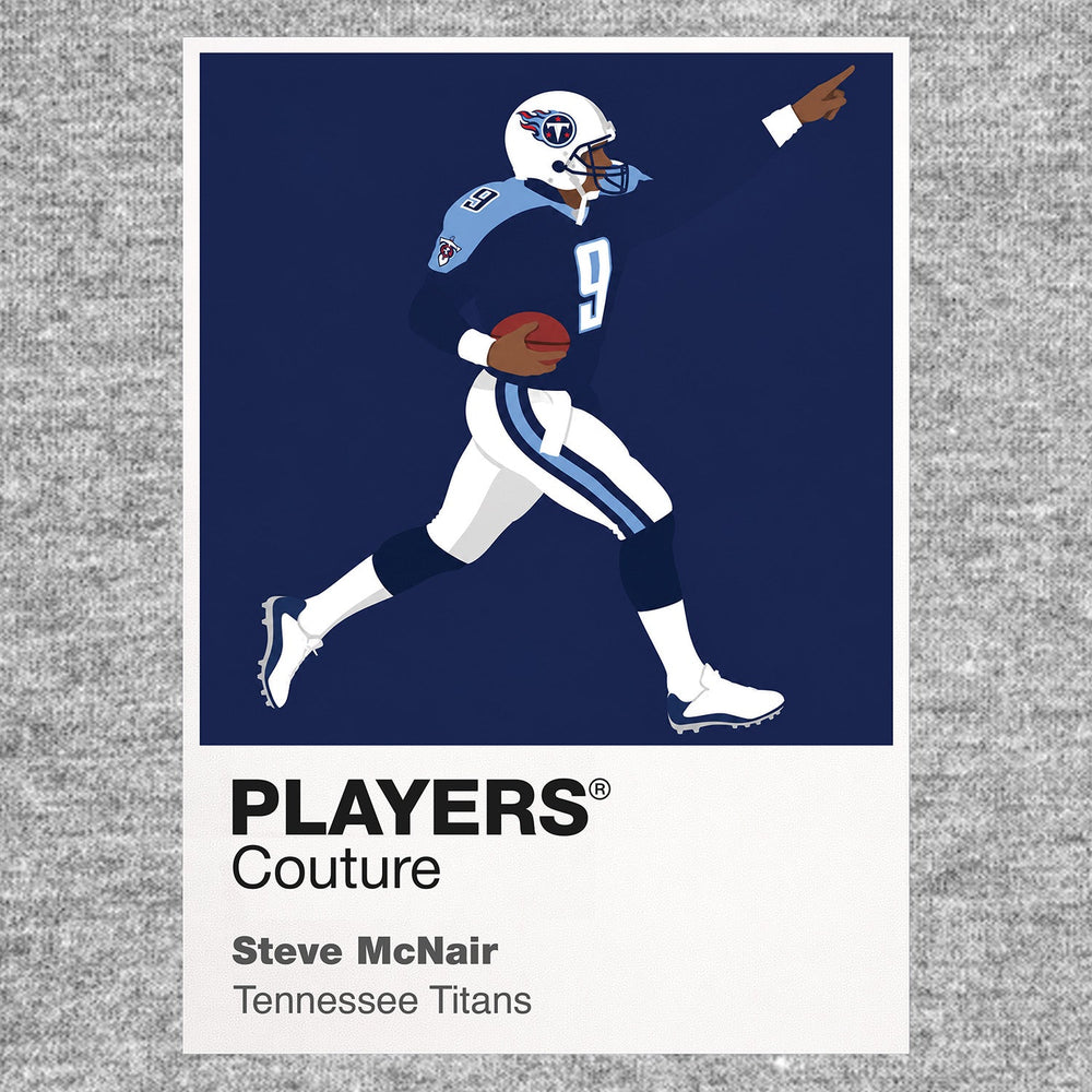 Steve McNair Air McNair and Tennessee's first Super Bowl era Icon Frame artwork in grey