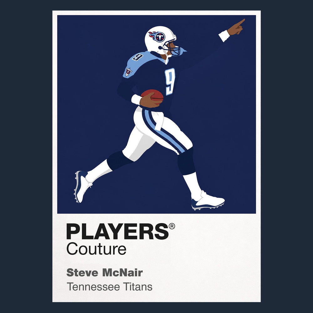 Steve McNair Air McNair and Tennessee's first Super Bowl era Icon Frame artwork in navy