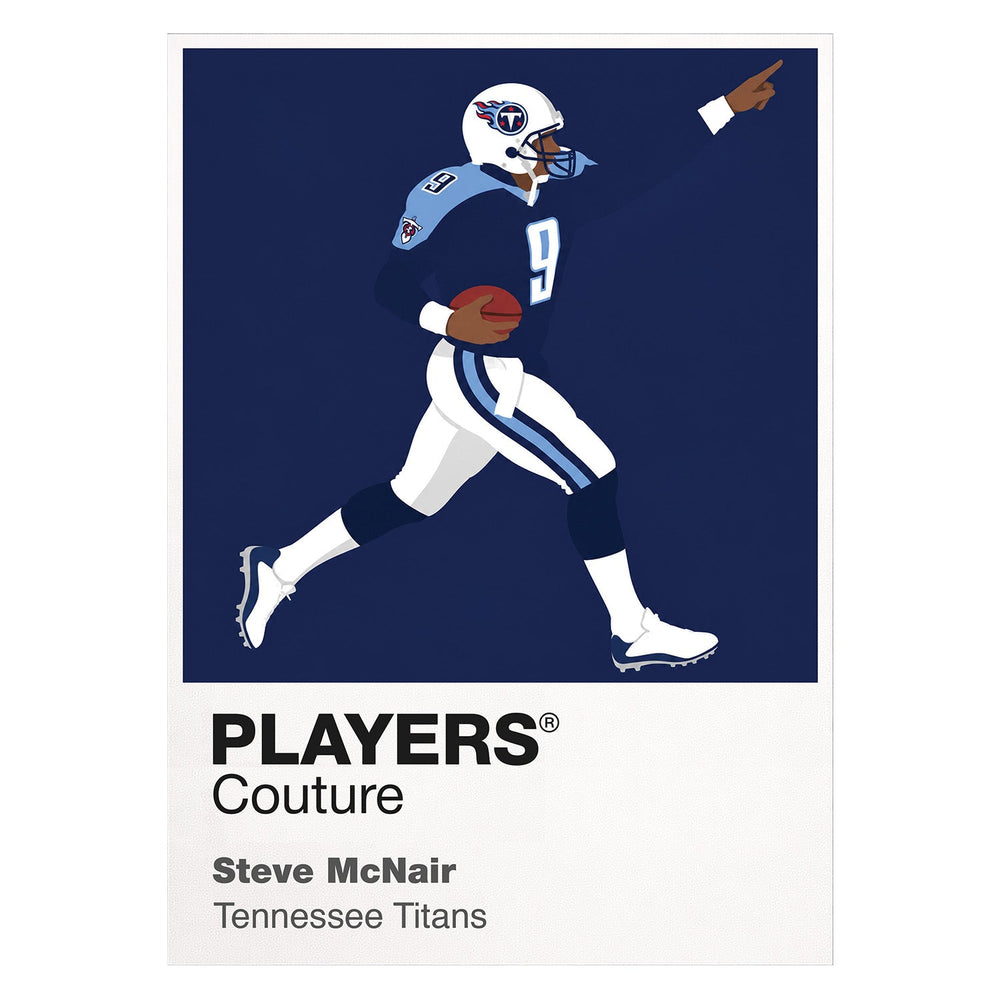 Steve McNair Air McNair and Tennessee's first Super Bowl era Icon Frame artwork on white