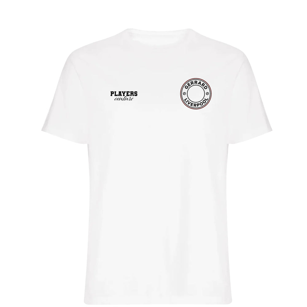 Steven Gerrard Circle Logo Players Couture Mens T-Shirt White
