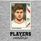 Steven Gerrard World Cup Sticker Men's T-Shirt – grey close-up detail shot of the Steven Gerrard World Cup Players Couture