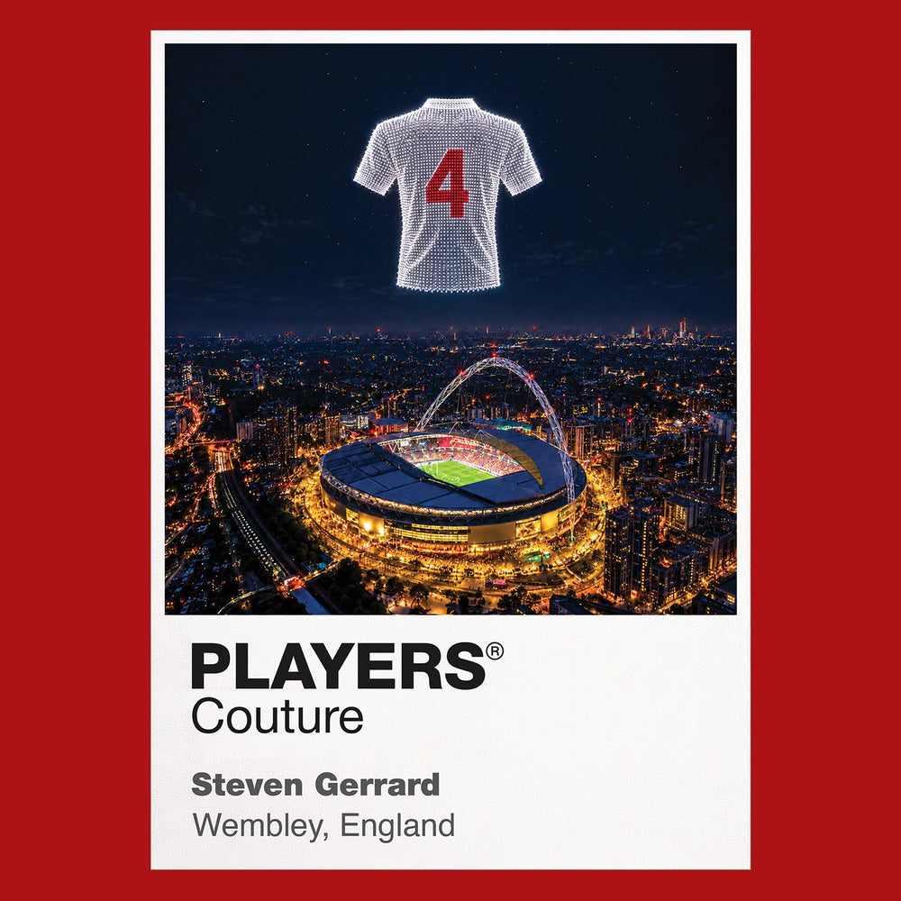Steven Gerrard England Icons in Lights Frame artwork in red
