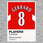 Steven Gerrard 8 Football Shirt Frame Men's Hoodie – grey close-up detail shot of the Steven Gerrard 8 Football Players