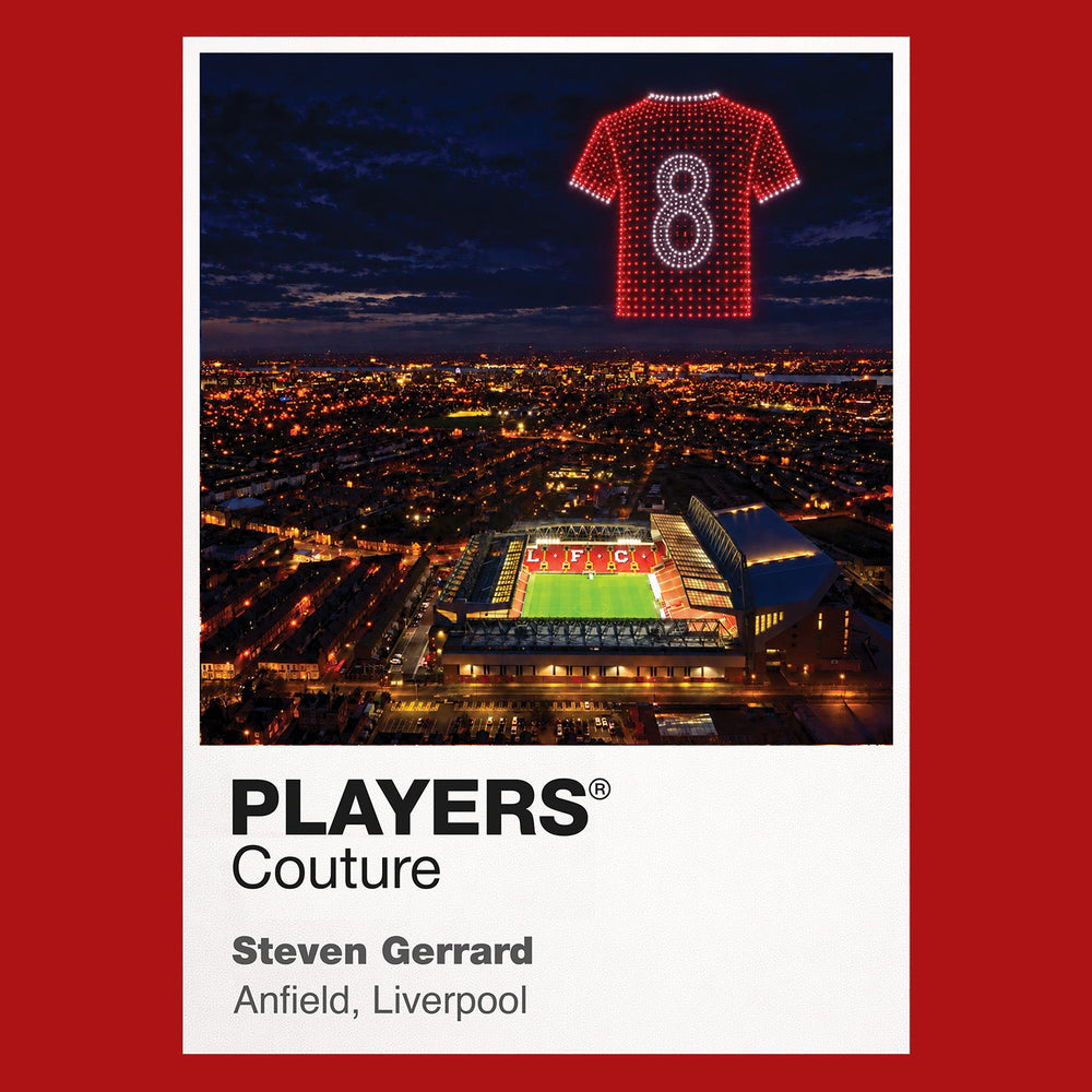 Steven Gerrard Liverpool number 8 Icons in Lights Frame artwork in red