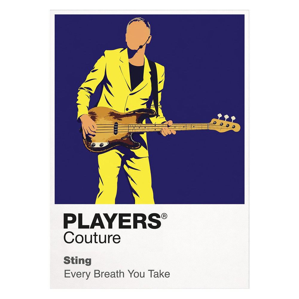 Sting Sting's bass-guitar stance and understated Police-to-solo stage identity Icon Frame artwork on white