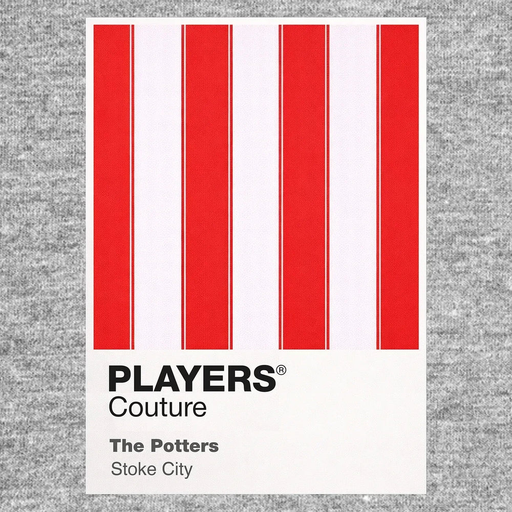 Stoke City Classic Football Shirt Colours Frame Men's T-Shirt – grey close-up detail shot of the Stoke City Players Couture