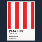 Stoke City Classic Football Shirt Colours Frame Men's T-Shirt – navy close-up detail shot of the Stoke City Players Couture