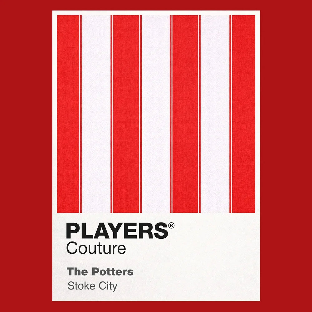 Stoke City Classic Football Shirt Colours Frame Men's T-Shirt – red close-up detail shot of the Stoke City Players Couture