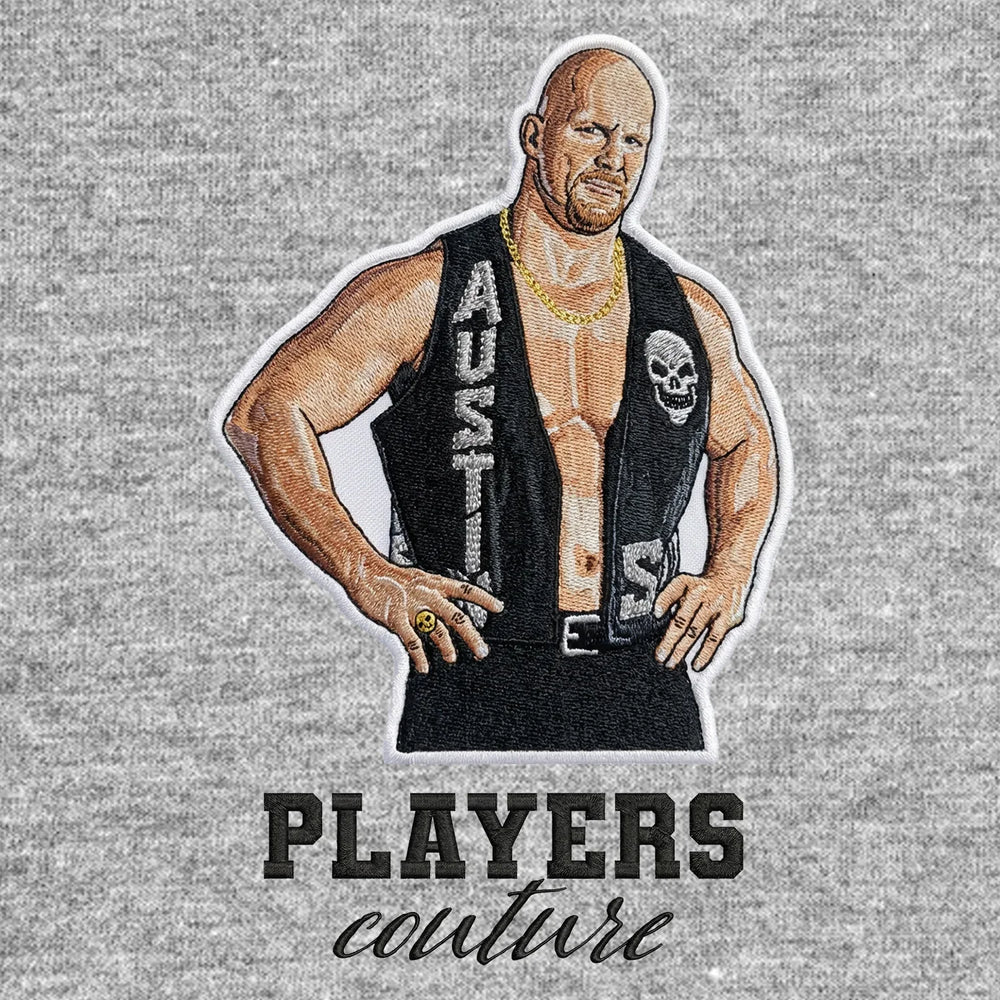 Stone Cold Steve Austin Badge Men's Hoodie – stone close-up detail shot of the Stone Cold Steve Austin Players Couture logo