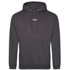 Essentials Collection hoodie – grey men's hoodie with black Essentials Collection letters and Players Couture logo on the