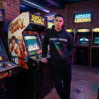 Street Fighter hoodie – navy men's hoodie with white Street Fighter letters and Players Couture logo on the chest