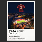 Stuart Pearce Nottingham Forest number 3 Icons in Lights Frame artwork in black