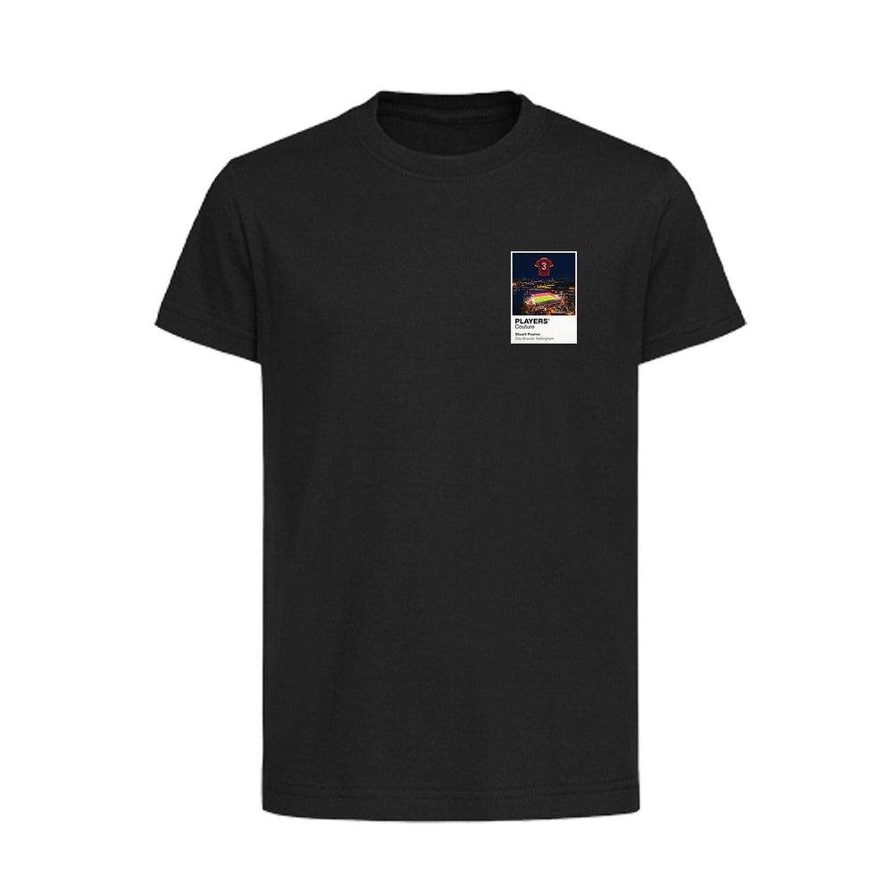 Stuart Pearce Nottingham Forest Icons in Lights Frame Kids T-Shirt in Black