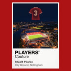Stuart Pearce Nottingham Forest number 3 Icons in Lights Frame artwork in red