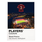 Stuart Pearce Nottingham Forest number 3 Icons in Lights Frame artwork in white