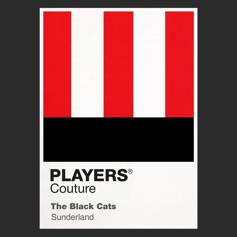 Sunderland Classic Football Shirt Colours Frame Men's T-Shirt – black close-up detail shot of the Sunderland Players Couture