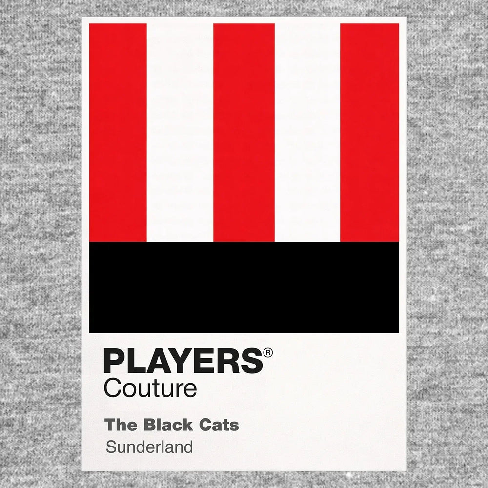 Sunderland Classic Football Shirt Colours Frame Men's T-Shirt – grey close-up detail shot of the Sunderland Players Couture