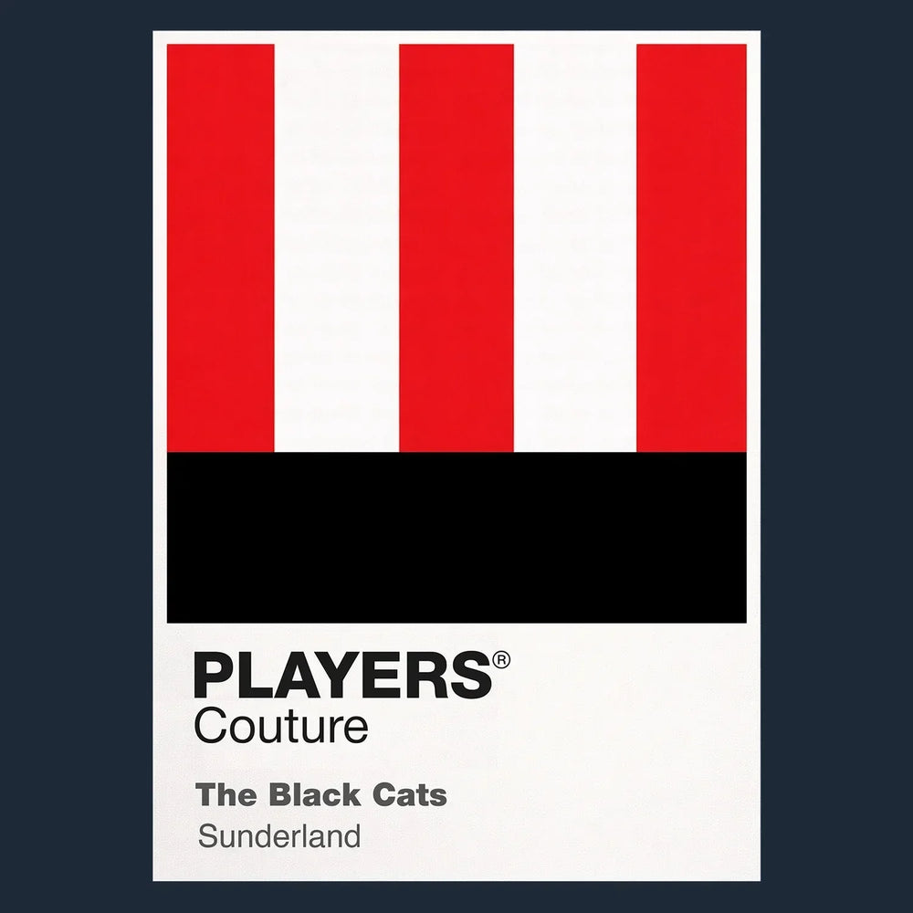 Sunderland Classic Football Shirt Colours Frame Men's T-Shirt – navy close-up detail shot of the Sunderland Players Couture
