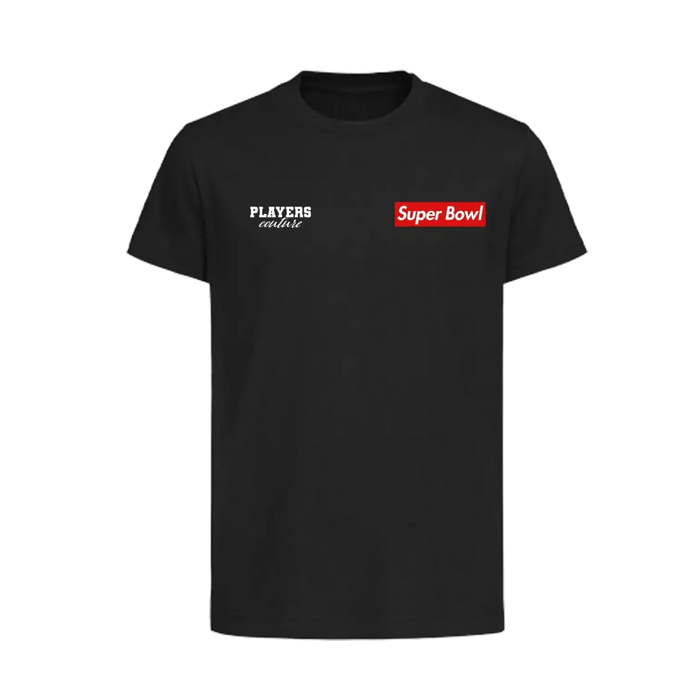 Super Bowl Red t-shirt – black kids' t-shirt featuring the Super Bowl Red Players Couture logo