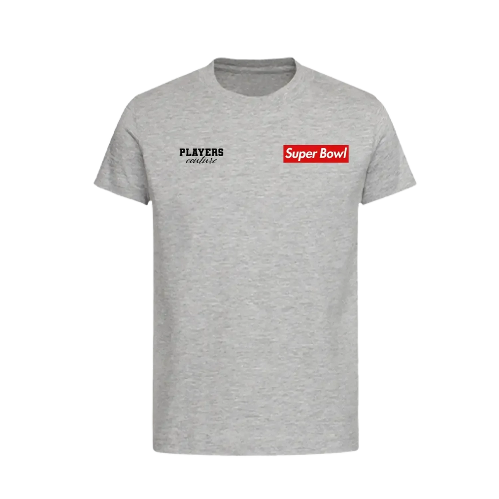 Super Bowl Red t-shirt – grey kids' t-shirt featuring the Super Bowl Red Players Couture logo