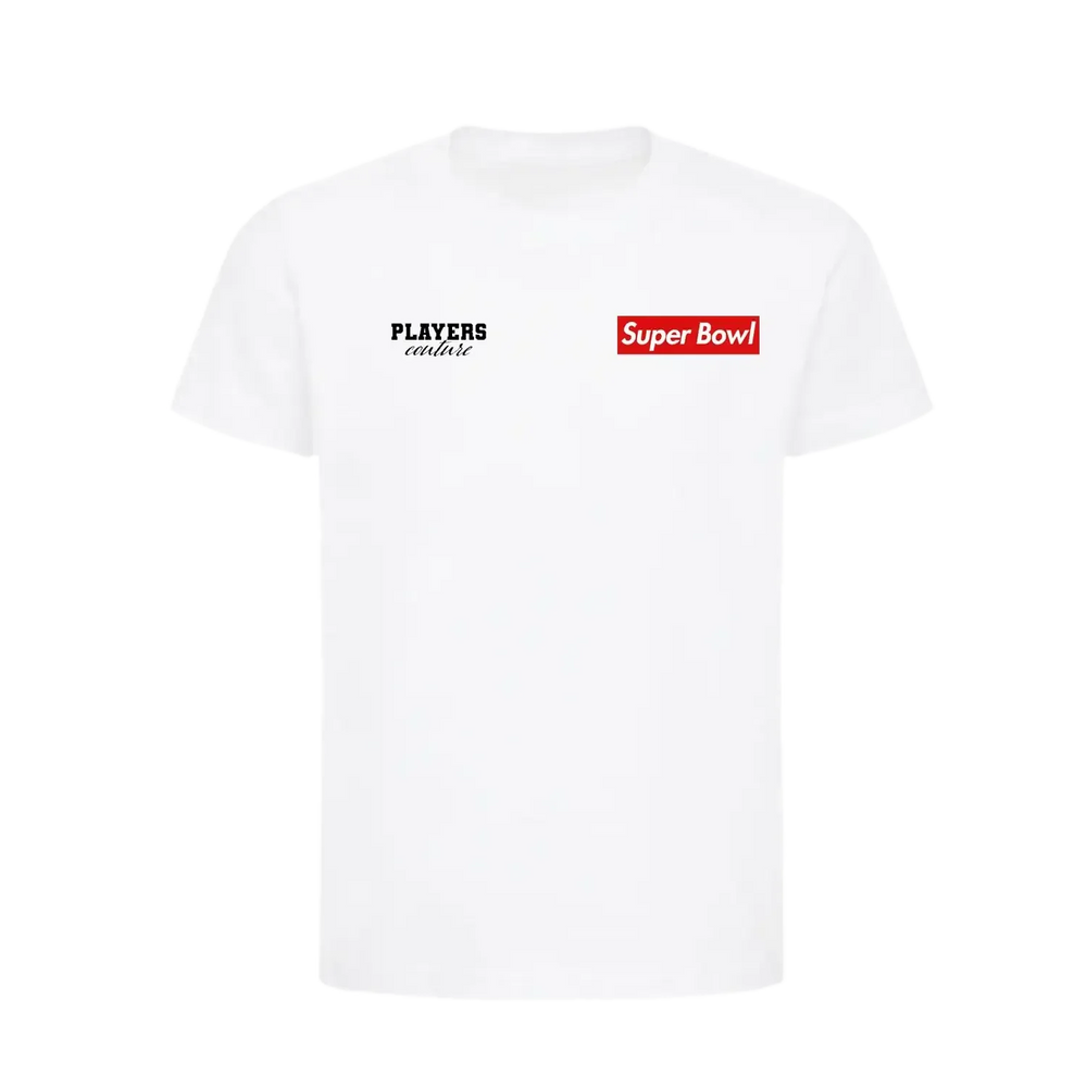 Super Bowl Red t-shirt – white kids' t-shirt featuring the Super Bowl Red Players Couture logo