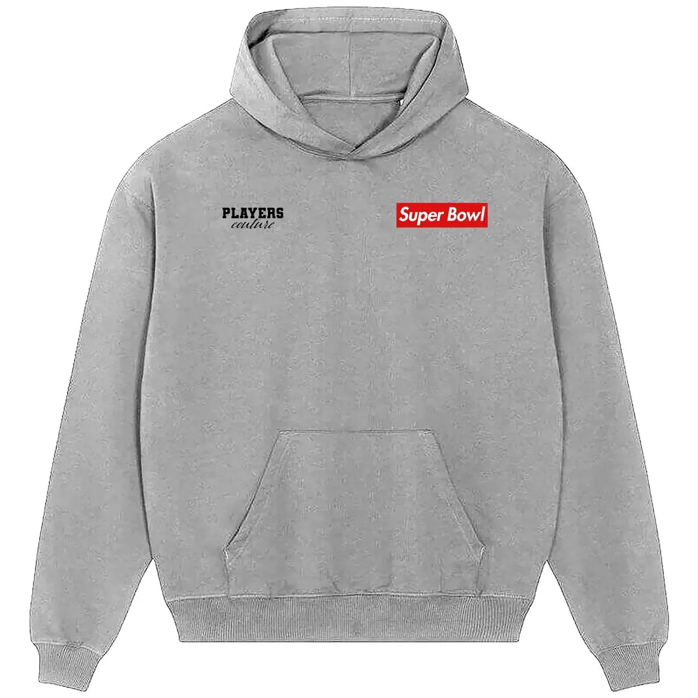 Super Bowl hoodie – red men's hoodie featuring the Super Bowl Players Couture logo