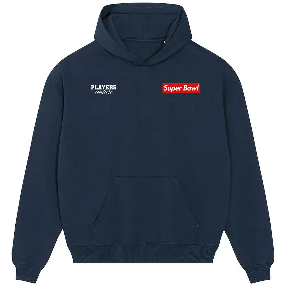 Super Bowl hoodie – red men's hoodie featuring the Super Bowl Players Couture logo