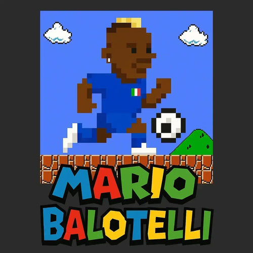 Super Mario Balotelli Logo Kids Hoodie – black close-up detail shot of the Super Mario Balotelli Players Couture logo design