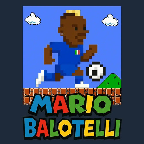 Super Mario Balotelli Logo Kids Hoodie – navy close-up detail shot of the Super Mario Balotelli Players Couture logo design