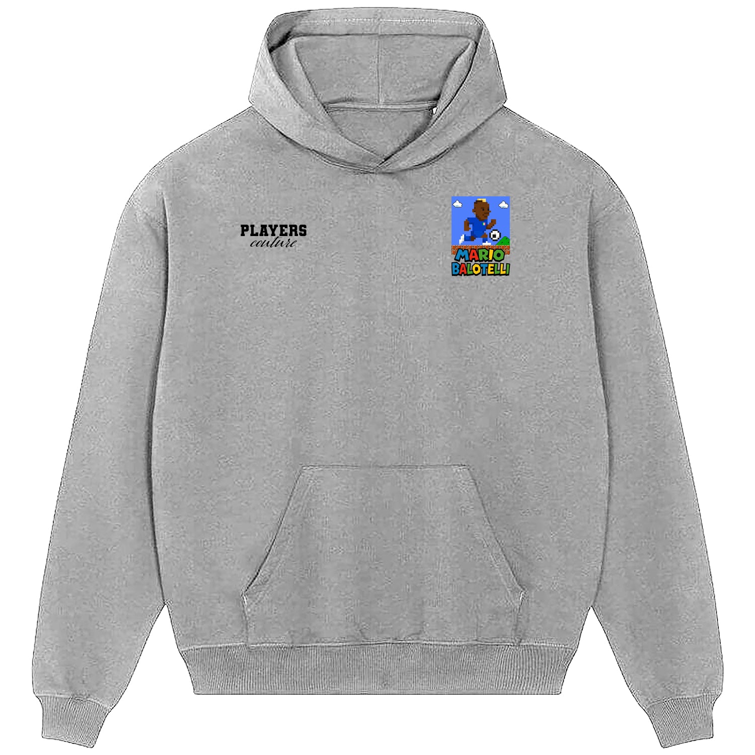 Super Mario Balotelli Logo Players Couture Men's Casual Hoodie Gray