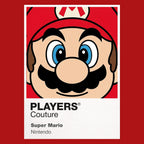 Super Mario Colour Frame Men's Hoodie – red close-up detail shot of the Super Mario Colour Players Couture logo design