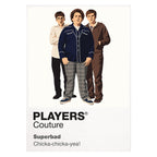 Superbad Seth, Evan and Fogell navigating one final school party with the unforgettable McLovin identity card Icon Frame artwork on white