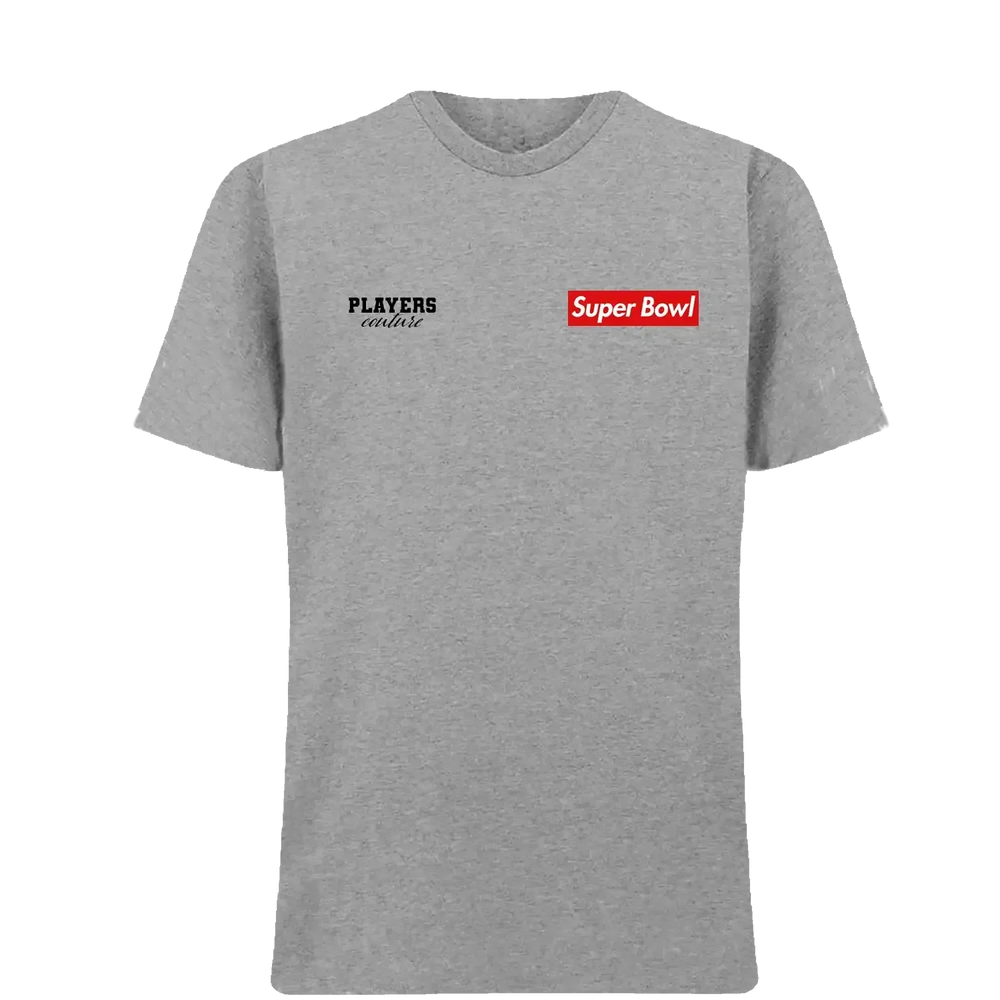 Super Bowl t-shirt – grey men's t-shirt featuring the Super Bowl Players Couture logo