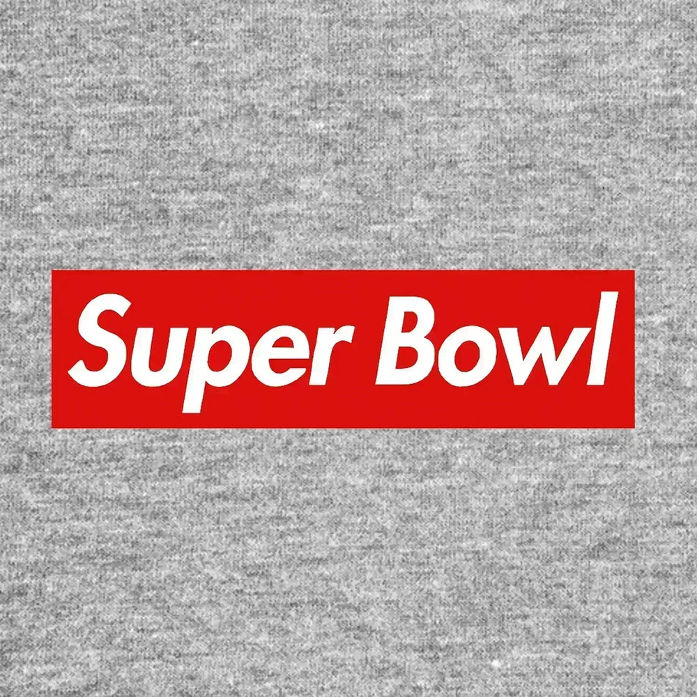 Super Bowl Logo Kids Hoodie – grey close-up detail shot of the Super Bowl Players Couture logo design